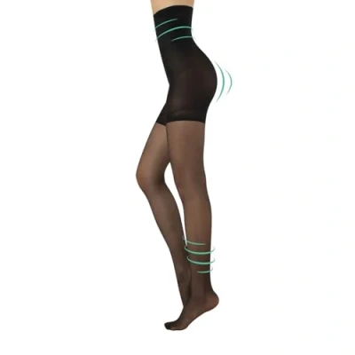 Abbildung von CALZITALY Figurformende Shaper Feine Stützstrumpfhose Hoher Taille mit Bauchweg Effekt Schwarz, Hautfarbe S, M, L, XL, 2XL, 3XL, 4XL 20 DEN Made in Italy (3XL, Schwarz)