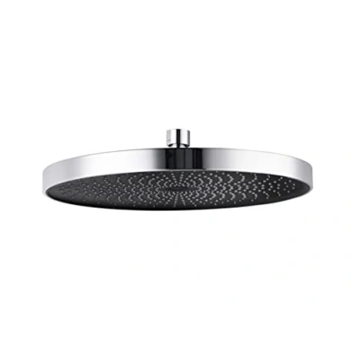 Abbildung von WENKO Softwater Duschkopf, Regenduschkopf, Spritzarm und leise, Sanftes Wasser, ABS, Duschkopf Ø 26 cm, Chrom/Schwarz