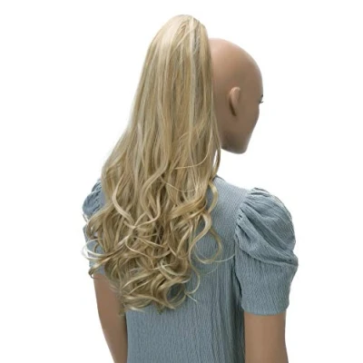 Abbildung von CAISHA 60cm Haarteil Ponytail Zopf Pferdeschwanz Haarverlängerung Voluminös Leicht Gewellt Blond Mix H501
