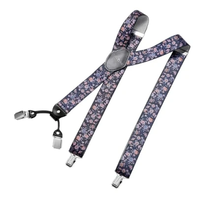 Abbildung von DonDon Hosenträger Herren breit 3,5 cm mit 4 Clips extra stark in Y Form elastisch und längenverstellbar, Blumen