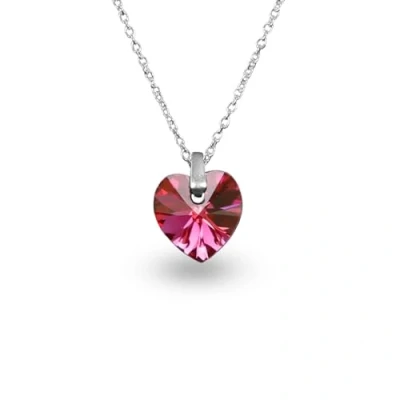 Abbildung von Halskette Herzkette Damen 925 Silber Swarovski Elements Herz Anhänger Pink mit Osterkarte