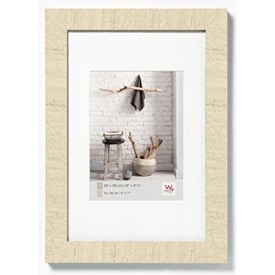 Abbildung von walther design Bilderrahmen cremeweiss 40 x 60 cm mit Passepartout, Home Holzrahmen HO460W