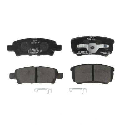 Abbildung von BOSCH 0 986 494 502 Bremsbelagsatz Low Metallic mit akustischer Verschleißwarnung Kolbenclip MITSUBISHI: Lancer 7, 7 Limousine, 8