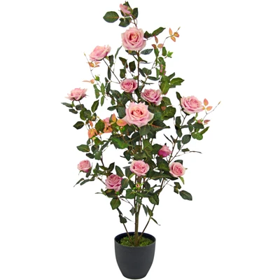 Abbildung von Rosenbusch im Topf Rosen Rosenstock Rosenbäumchen Kunstrosen Seidenblumen Kunstpflanzen Kunstblumen Kunstbaum Dekobaum Pflanzen Dekopflanze Seidenpflanze Zimmerpflanze Deko Büropflanze