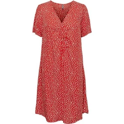 Abbildung von Pieces Women&#039;s PCNYA SS V Neck Short Dress BC Kleid, Poppy Red/AOP:Hearts, XL