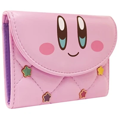 Abbildung von Kirby Dream Land Fähigkeit Metallsterne Portemonnaie Tri Fold Münzfach &amp; Kartenhalter, Pink