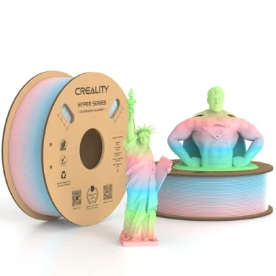 Abbildung von Creality Hyper PLA Filament Regenbogen 1 KG 1.75 mm, Hochgeschwindigkeits 3D Drucker Filament(600 mm/s), Langlebig und Glatt, Maßgenauigkeit +/ 0.03 (2.2 lbs)/Spule (Frühlingssee Farbverlauf)