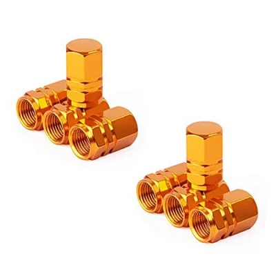 Abbildung von Grandview Autoreifen Ventilkappe (8 Pack) Golden, Universalschaftabdeckungen für PKW, SUVs, Fahrrad und Fahrrad, LKW, Motorräder Robustes, luftdichtes Siegel Anschraubbarer, Easy Grip Einsatz