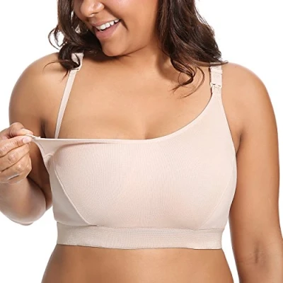 Abbildung von Gratlin Damen Stütz Sport Still BH Große Brüste Baumwolle Racerback Schwangerschafts BHS Beige XXL