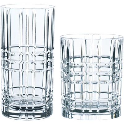 Abbildung von Spiegelau &amp; Nachtmann, 12 teiliges Becher Set, 6x Tumbler Square (345 ml), Longdrink (445 Kristallglas, Highland, 101754, Glas