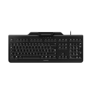 Abbildung von CHERRY KC 1000 SC, Kabelgebundene Security Tastatur mit integriertem Kartenleser, Belgisches Layout (AZERTY), Plug &amp; Play (USB A), Flaches Design, Schwarz