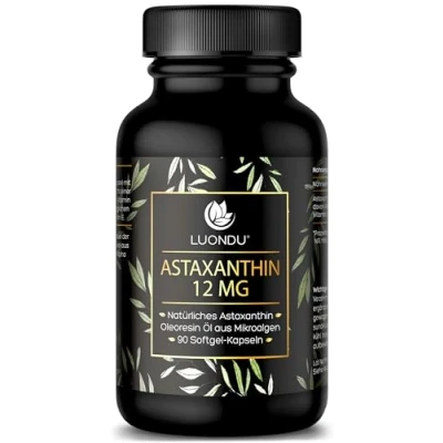 Abbildung von Astaxanthin 12mg Hochdosiert 90 Softgel Kapseln Natürliches Antioxidantien Astaxantin Bräunungskapsel Luondu