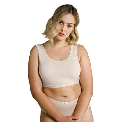 Abbildung von Ulla Popken Damen Bustier, Schlupfform, einfarbig T Shirt BH, schneeweiß, 54 56
