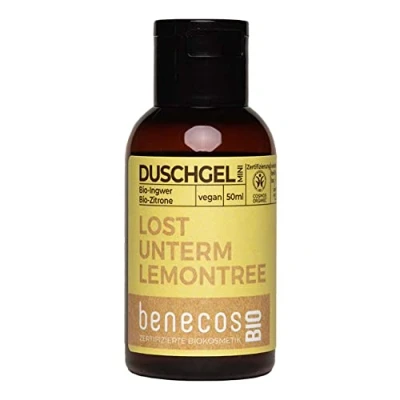 Abbildung von benecosBIO Mini Duschgel BIO Ingwer + Zitrone LOST UNTERM LEMONTREE vegan recyceltes Plastik