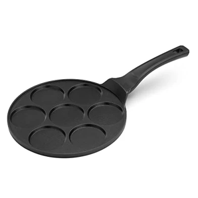 Abbildung von Navaris Augenpfanne Pancake Maker Blinipfanne 27cm Pfanne Pfannkuchenpfanne mit 7 Löchern Bratpfanne für alle Herdarten Antihaftbeschichtung