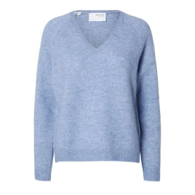 Abbildung von Selected Femme Slflulu NEW V NECK Strickpullover, Damen, Größe: 36, Endless sky