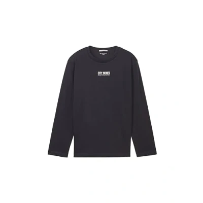 Abbildung von TOM TAILOR Jungen Kinder Longsleeve mit Schriftzug, coal grey, 128