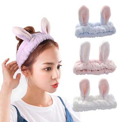 Abbildung von besbomig Haarband Kosmetik Ohren Damen Mädchen 3 Stück Stirnband Make Up Elastisch Weich Stirnbänder Haarbänder Kopfband Haarschmuck für Waschen, Spa, Yoga, Sport, Dusche