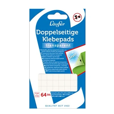 Abbildung von Läufer 99150 Doppelseitige Klebepads, transparent, 64 durchsichtige Klebepunkte, Haftpunkte für Poster, Fotos, Präsentationen