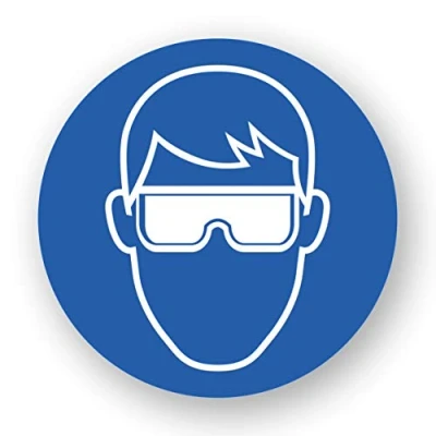 Abbildung von 5 Stück XXL Schutzbrille Aufkleber Ø 21cm Augenschutz tragen Sticker mit UV Schutz Warnzeichen für Außen und Innenbereich