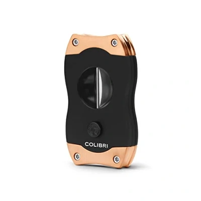Abbildung von Colibri V Cut Zigarrenschneider Schwarz Mit Roségoldakzenten Federauslöser Tiefer 7mm Schnitt Bis zu 60+ Ringmaß Zigarren Ergonomisches Design