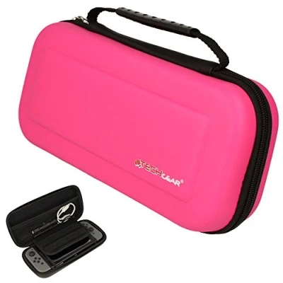 Abbildung von TECHGEAR Tasche Nintendo Switch, Switch OLED Schutzhülle Hard Schutz Carry Reisen und Speicherung hülle Cover Tragetasche für Joy Con Controller, Spiel Karten, Zubehör (Rosa)