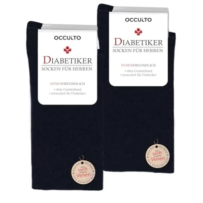 Abbildung von Occulto 10 Paar Diabetikersocken für Herren ohne Naht Gummibund aus Baumwolle Navy 43 46