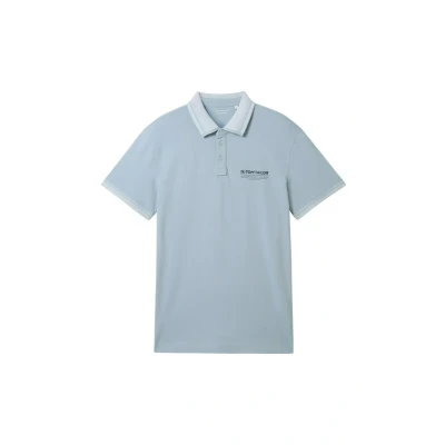 Abbildung von TOM Tailor MIT LOGO Print Poloshirt, Herren, Größe: Medium, Foggy blue