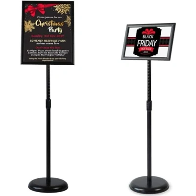 Abbildung von VAIIGO Infoständer Höhenverstellbar Aluminium DIN A4 Plakatständer Informationsständer Präsentationsständer Werbeständer (Schwarz, A4)