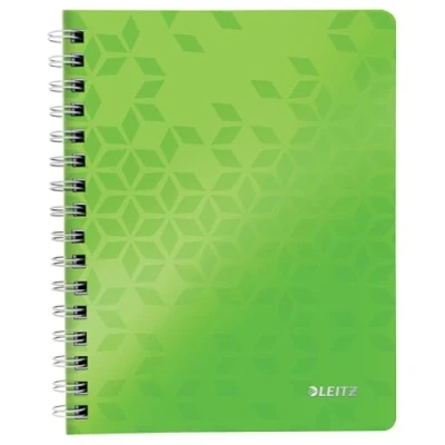 Abbildung von Leitz Collegeblock in A5 Format mit 80 Blatt, Liniert, Elfenbeinfarbiges Papier (80 g/m2), Spiralbindung, Grün, WOW, 46390054