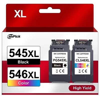 Abbildung von CanPick PG 545 CL 546 XL 545XL 546XL Multipack Ersatz für Canon Druckerpatrone Pixma MX495 TR4550 TR4551 MG2550s MG2555s TS3150 TS3151 TS3350 MG3050 MG3051 (1 Schwarz 1 Farbe)
