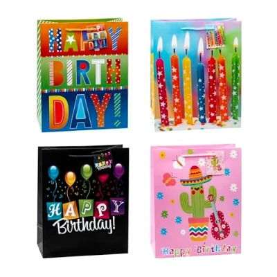 Abbildung von TSI Geschenktüten GEBURTSTAG, 12er Packung, Größe: Groß (HxBxT 32 x 26 13,5 cm), Art. Nr. 84314