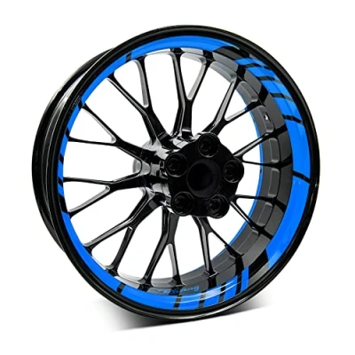 Abbildung von 18 teiliges Set Felgenrandaufkleber Sticker für Motorrad Auto Felgen Design Komplett Felgenaufkleber 15&quot; 16&quot; 17&quot; 18&quot; 19 Zoll MR020 (06 Azurblau)