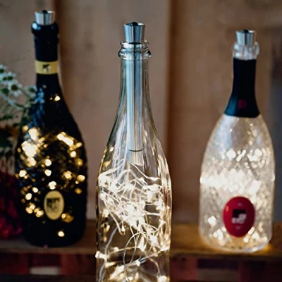 Abbildung von hellum flaschen licht mit Timer, Korken Lichterkette Warmweiß, 20 LED AA Batteriebetrieben, kleine Timer für weinflaschen Tischdeko Weihnachten 522822