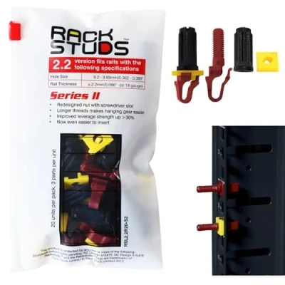 Abbildung von Rackstuds R20 Rack Mount Solution II Hardware Muttern und Schraubenersatz für Server Schienen, 19&quot; Quadratgestanzte Vertikalschienen, Käfigmuttern Ersatz, Rot 2,2 mm/0,086&quot;, 20er Pack
