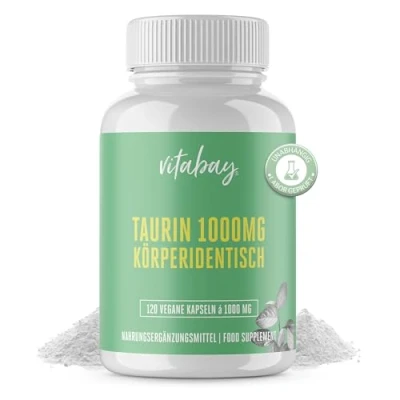 Abbildung von Vitabay Taurin Kapseln Hochdosiert 1000mg 120 VEGAN Kapsel L Tabletten Taurine Capsules Aminosäure