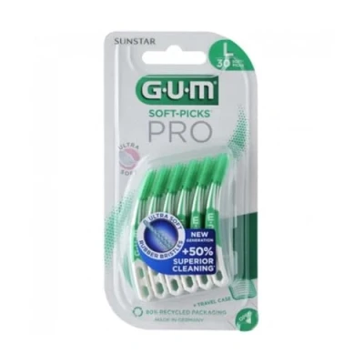 Abbildung von GUM SOFT PICKS PRO 30er Blister large + Reise Etui 30 Bürsten