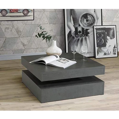 Abbildung von FORTE Coffee Tables Couchtisch mit Ablagefläche und rotierender Tischplatte, Holzwerkstoff, Sonoma Eiche Dekor, 78 (93) x 34,3 cm