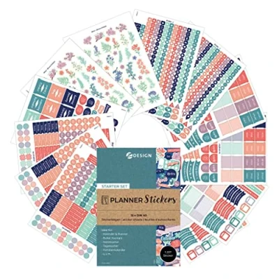 Abbildung von AVERY Zweckform Starter Set Planner Sticker 1.257 Aufkleber (Bullet Journal Sticker, Made in Germany, f. Kalender, Bullet Journal, Tagebuch, Familienplaner, Zubehör, beschriftbar) 51060