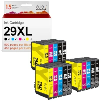 Abbildung von ejet Kompatibel Tintenpatrone als Ersatz für Epson 29 29XL Expression Home XP 342 245 442 235 335 432 435 332 345 247 445 (6 Schwarz,3 Cyan,3 Magenta,3 Gelb, 15 Pack)
