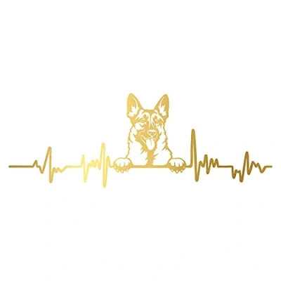 Abbildung von Finest Folia Aufkleber Herzschlag Tiere Breite 27cm Lifeline Heartbeat Deko Sticker Selbstklebend für Auto Kühlschrank Laptop Autoaufkleber K150 (Gold, 04 Schäferhund)