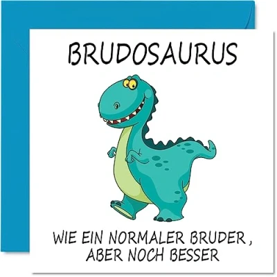 Abbildung von Stuff4 Lustige Geburtstagskarten für Bruder Brudosaurus Witzige Happy Birthday Karte von Schwester, Geburtstagsgeschenke, 145 mm x große Geschwister Grußkarten