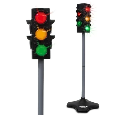 Abbildung von JAMARA 460256 Ampelanlage Grand/Traffic Light Grand Ampel mit Lichtfunktion, klassisches &amp; realistisches Design, hochwertiger Kunststoff, Ampelphasen automatisch od.manuell,Autoabschaltfunktion