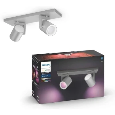 Abbildung von Philips Hue White &amp; Color Ambiance Argenta 2 flg. Spot aluminium 2x230lm, dimmbar, 16 Mio. Farben, steuerbar via App, kompatibel mit Amazon Alexa (Echo, Echo Dot)