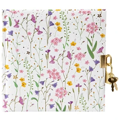Abbildung von goldbuch 44 454 Tagebuch Meadow Miracles White, Motiv Blumen, Notizbuch mit Schloss und 2 Schlüsseln, Maße 16,5x16,5x1,5 cm, Journal 96 weiße Seiten, Einband Kunsdruck, Buch für Notizen in Weiß