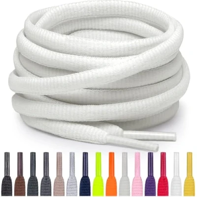 Abbildung von Miscly Schnürsenkel Oval, Reißfest für Sportschuhe, Sneaker und Laufschuhe 100% Polyester Ø 6mm (69 cm, Cremeweiß)
