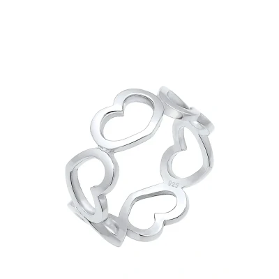 Abbildung von Elli Heart Chain Ring, Damen, Größe: 54, Silber