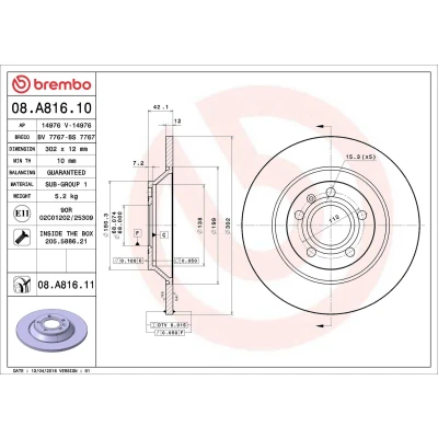 Abbildung von BREMBO COATED DISC LINE 08.7358.11 Bremsscheibe 260 12 5 voll beschichtet hochgekohlt mit Schrauben MERCEDES BENZ: A Class