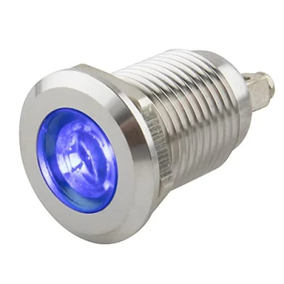 Abbildung von SeKi 12mm LED Kontrollleuchte in Blau 6 24V; V2A Edelstahl Signalleuchte Anzeigenlampe, Indikator, Kontrolllampe, Betriebsanzeige