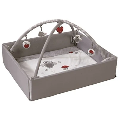 Abbildung von roba Baby Nest 4in1 &#039;Adam &amp; Eule&#039;, sichere Wickelauflage mit Absturzsicherung, Kuschelnest, Spiel Krabbeldecke, Activity Center Spielbogen Spielelementen Laufgittereinlage